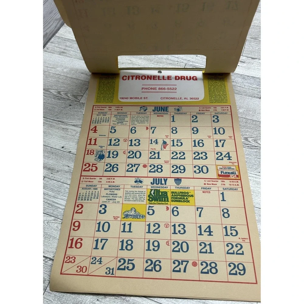 Vintage Citronelle Drugs‎ Store Pharmacy Advertising Calendar Mobile AL  1995